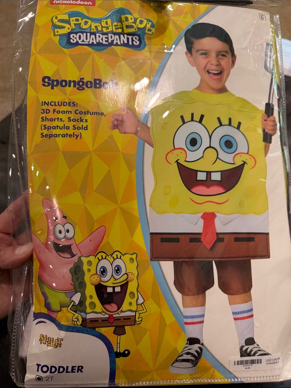 New Nickelodeon SpongeBob SquarePants 2T Yellow Toddler Costume Halloween